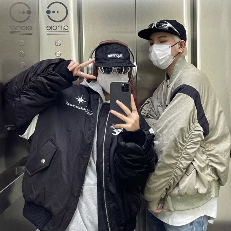 Evisnshi Áo Khoác bomber Phong Cách retro Thời Trang Cho Nam