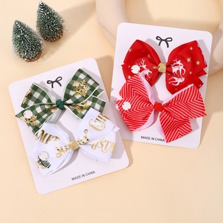 Set 2 kẹp tóc nơ giáng sinh đáng yêu cho bé gái