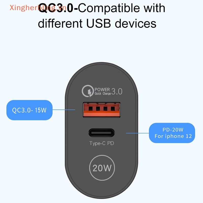 Xbvn Đầu Sạc Nhanh usb c 20w Cho iphone 13 type c qc 3.0 pd