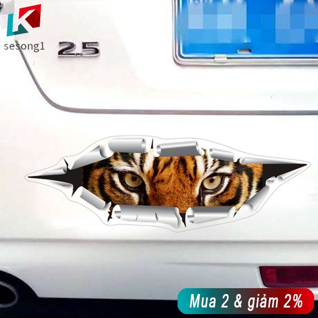Sticker Dán Xe Hơi Hình Đôi Mắt Mèo 3d Chống Thấm Nước