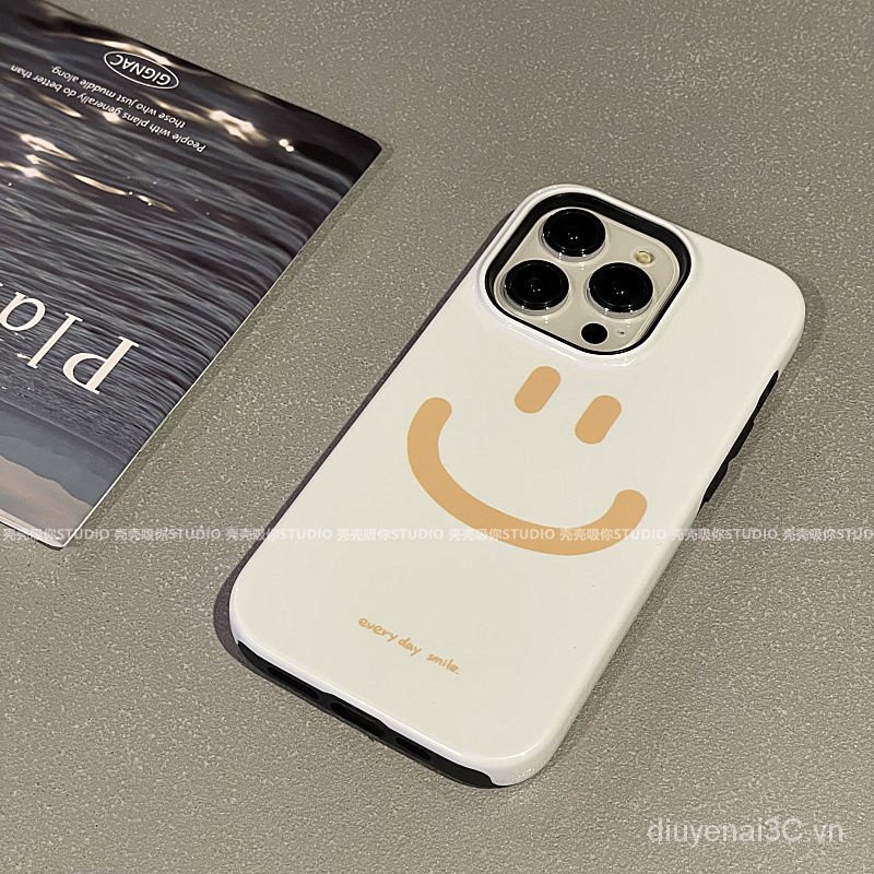 Ốp Điện Thoại in Hình Mặt Cười Phong Cách Hàn Quốc Cho Iphone 13 14Promax 12 11