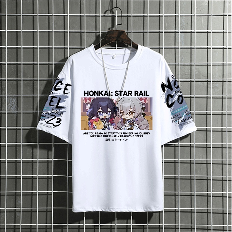 Honkai star rail Áo Thun Ngắn Tay In Hình Sói Bạc Thời Trang Mùa Hè Dành Cho Nam