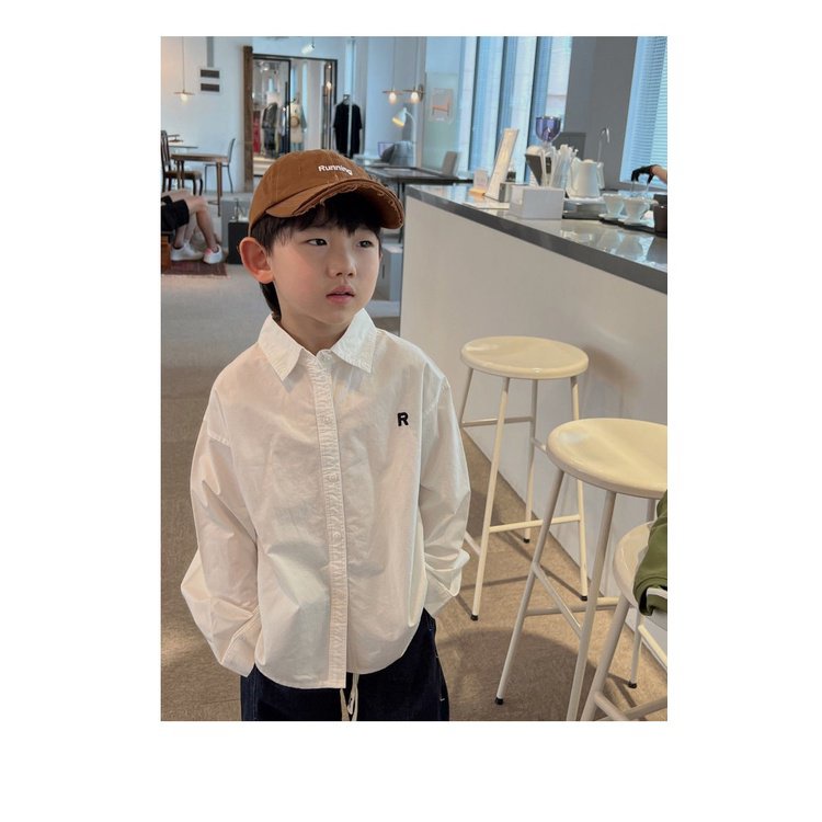 Áo Sơ Mi Tay Dài Thêu Chữ Thời Trang Hàn Quốc Dành Cho Bé Trai