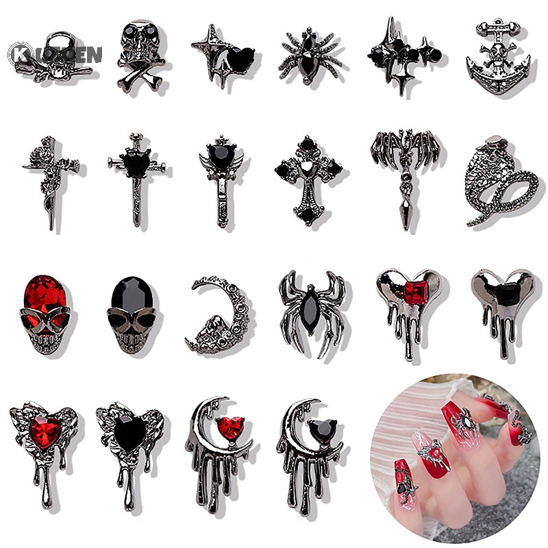 Set 10 Phụ Kiện Trang Trí Móng Tay 3d Bằng Hợp Kim Phong Cách punk