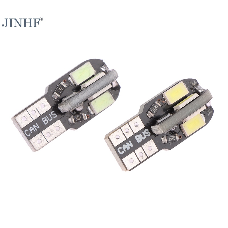 Jinhf Set 2 Bóng Đèn led t10 5630 8smd 12v 8000k Ánh Sáng Trắng Dành Cho Ô Tô