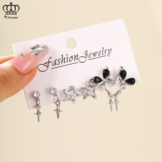 Set 3 Đôi Bông Tai y2k Đính Đá Thời Trang Cho Nữ