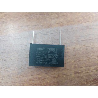 Tụ quạt cbb61 2uf 450v chân kim cắm mạch mới !