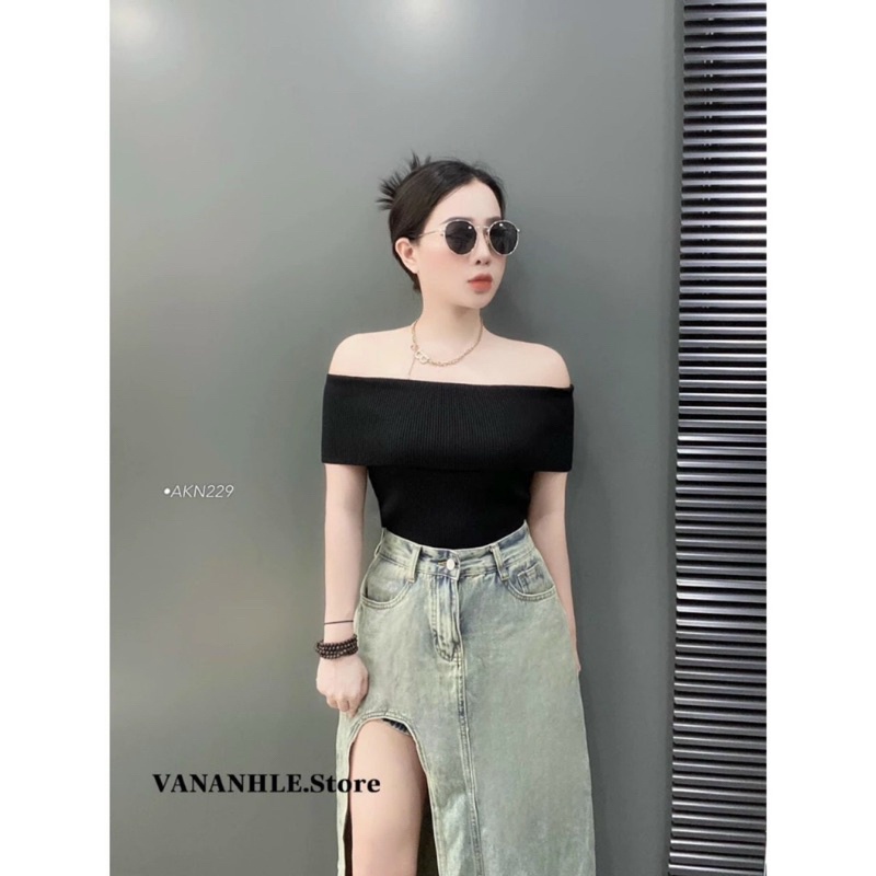 Áo bẹt vai ngắn tay, Áo trễ vai ngắn tay dáng ôm body capnhatxuhuong