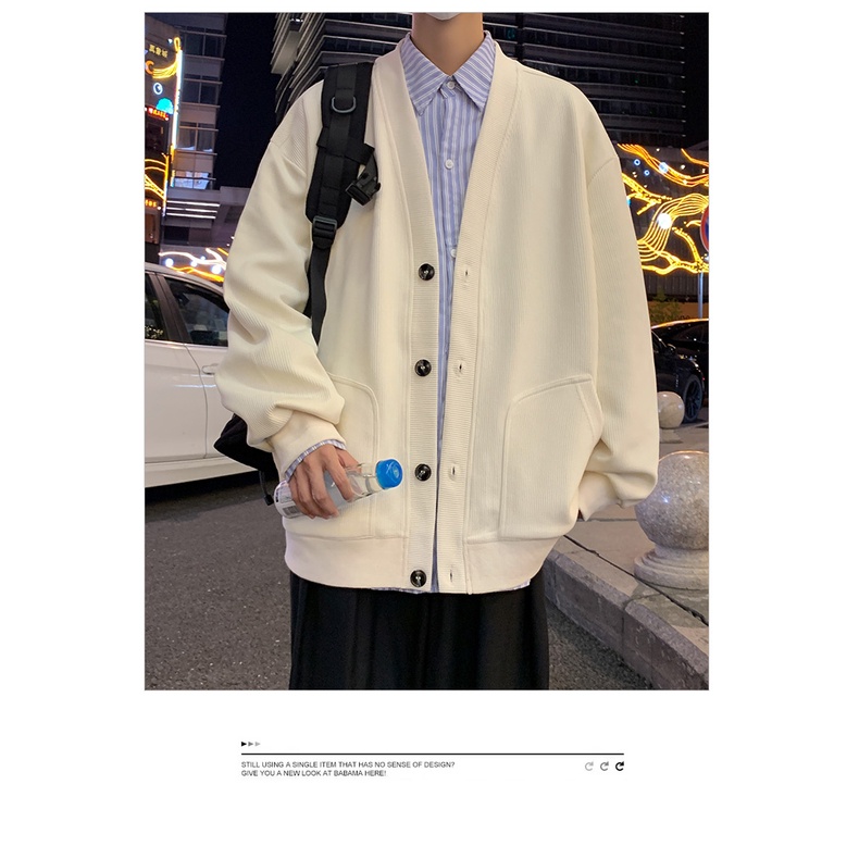 Áo Khoác cardigan Dệt Kim Cổ Chữ v Màu Trơn Thời Trang Mùa Thu Cho Nam