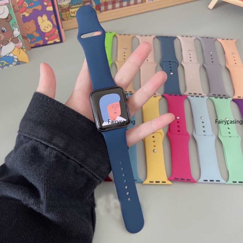 Dây Đeo Thay Thế Bằng silicone 2 49mm 44mm 40mm 45mm 41mm 42mm 38mm 44 45 49 mm Cho iwatch series 9 8 ultra 7 se 3 4 5 6