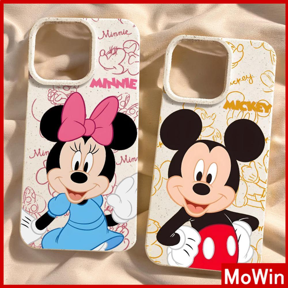 Ốp lưng iPhone 15 Pro Max Vỏ iPhone Màu Trắng Thân Thiện Với Môi Trường Vỏ Mềm Bảo Vệ Camera Chống Sốc Chuột Hoạt Hình Dễ Thương Tương Thích Với iPhone 14 13 Pro Max 12 11 XR XS Max 7Plus 8Plus