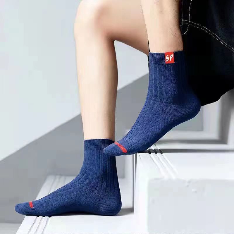Set 5 Đôi Vớ cotton in Chữ Đơn Giản Cho Nam