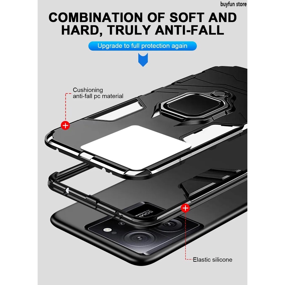 Shockproof Armor Case for Xiaomi 13t mi13 T 11t 10t Mi 12T Pro Magnet Ring Stand Bumper Phone Protective Back Cover