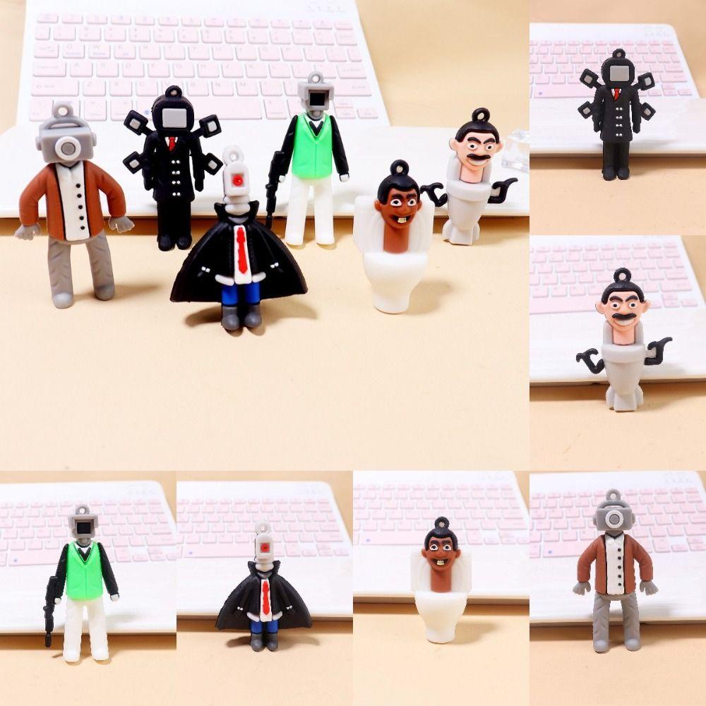 Adames skibidi bop keychians, skibidi bop bop tv man camara man anime toilet Trang Sức Có Móc Khóa Bằng pvc Cho Nam