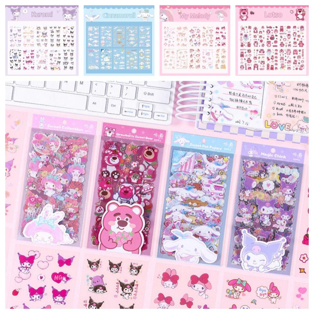 Set 10 Sticker Dán pvc Chống Thấm Nước Họa Tiết Hoạt Hình lotso guka kuromi kuromi Dễ Thương diy