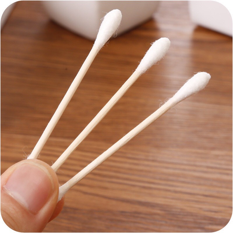 Bịch 100 tăm bông thân gỗ ngoáy tai