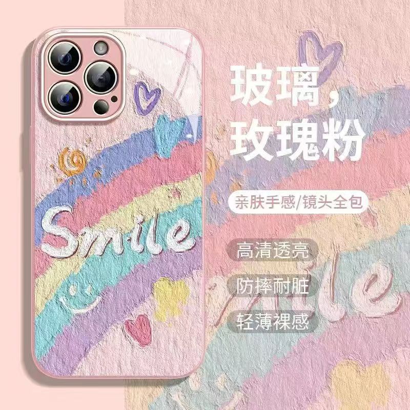 Ốp Điện Thoại Tráng Gương Hình Mặt Cười Cho iphone 11 12 14 promax 14 13 12 11 promax xs xr 6 8 7 plus 11 12 15