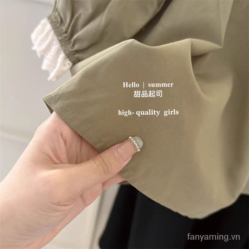 Đầm Công Chúa Tay Dài Vải cotton Màu Trơn Phối Ren Thời Trang Mùa Thu 2023 Phong Cách Hàn Quốc Cho Bé Gái sjfq