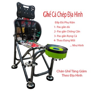 Ghế Câu Cá Địa Hình Đầy Đủ Phụ Kiện, Ghế Câu Đài Gấp Gọn Hình Cá Chép