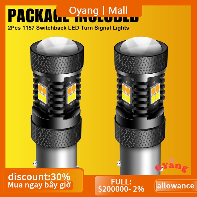 Oyang Bộ 2 Đèn led 1157 2357 7528 1035 Siêu Sáng Màu Hổ Phách / Trắng