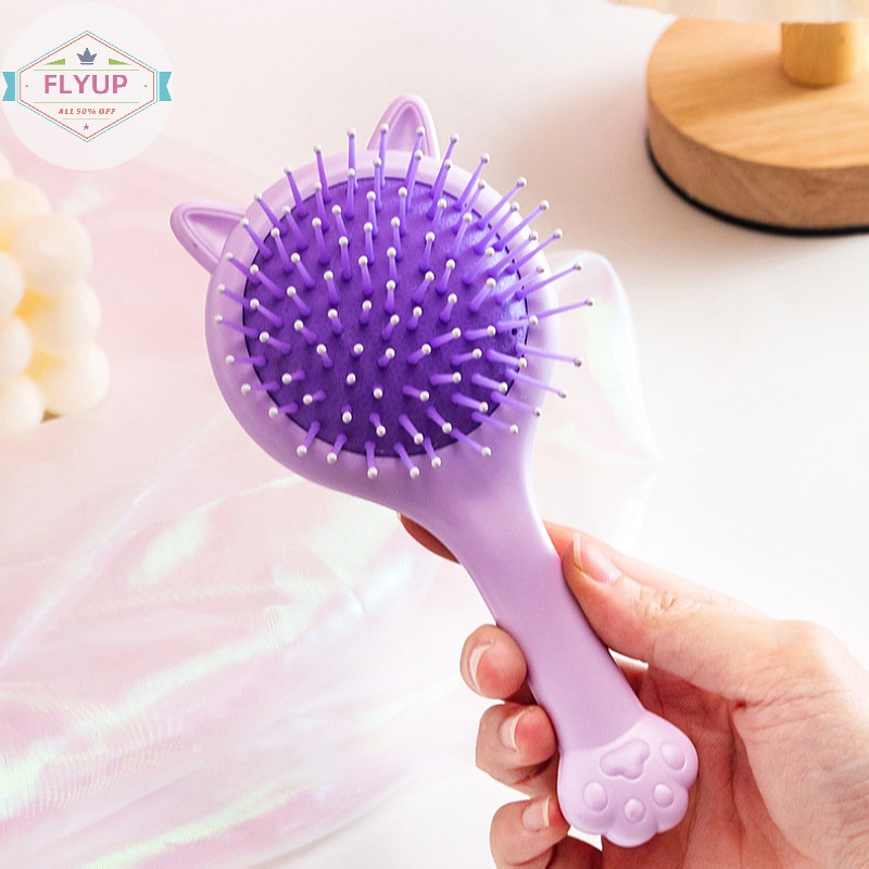 Flyup Lược Chải Tóc mini Hình Tai Mèo Có Gương Trang Điểm Mát Xa Da Đầu Làm Đẹp Cho Nữ vn