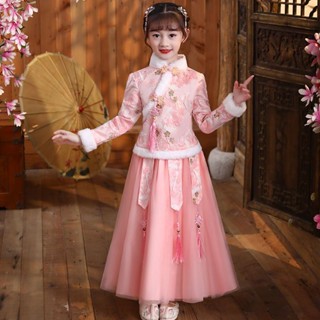 Áo Choàng Hán Phục Có Đệm Bông Dày Dặn Chống Lạnh Thời Trang Thu Đông Cho Bé