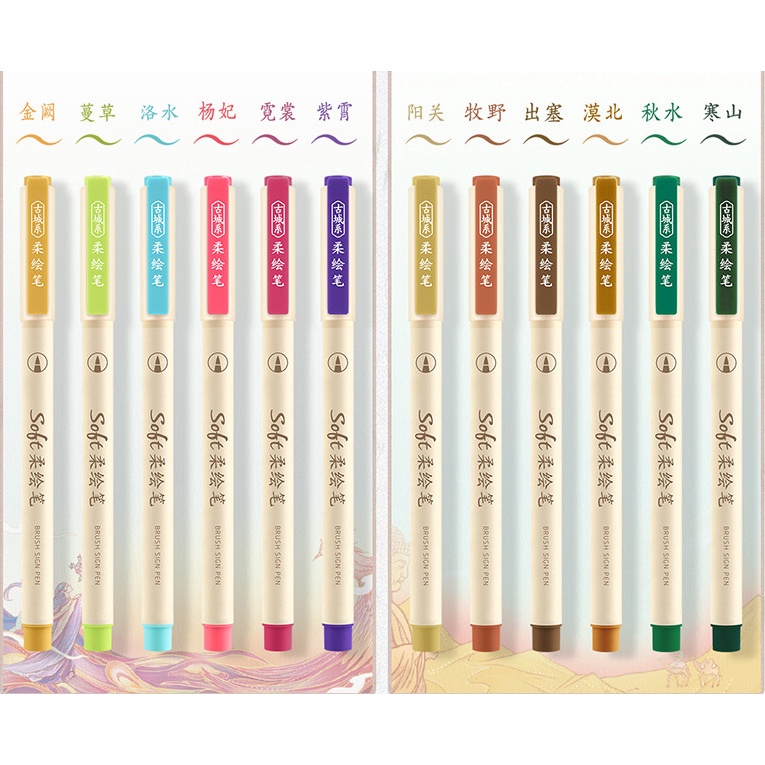Bộ 6 Bút Brush Soft Viết Thư Pháp Calligraphy/Bullet Journal Ngòi Cao Cấp