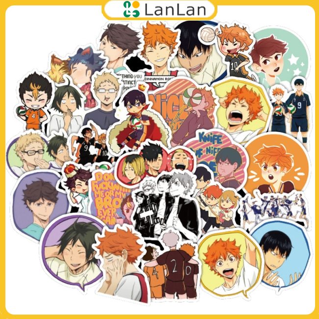 Bộ 50 Nhân Vật anime haikyuu!!! Miếng Dán Trang Trí laptop / Điện Thoại / Ván Trượt / ps4 Hình Quả Bóng Chuyền diy