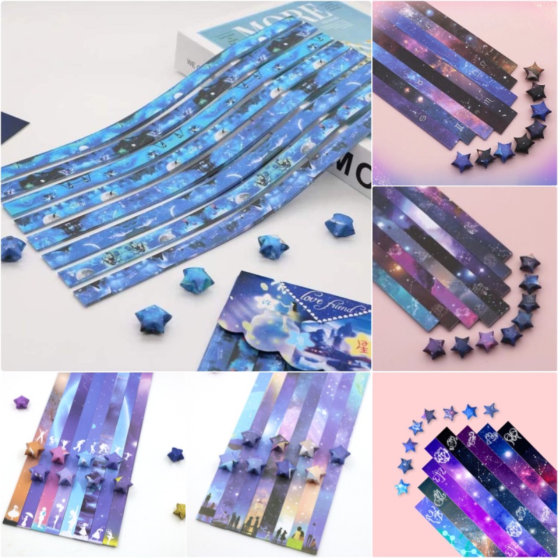 Set 136 Tờ Giấy Xếp Hình Hoa Hồng / Gấu / Cung Hoàng Đạo May Mắn / Ngôi Sao May Mắn handmade Làm Quà Tặ