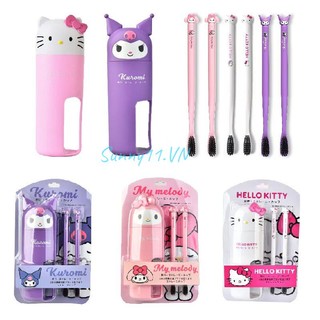 Bộ bàn chải đánh răng di động Sanrio Kuromi My Melody Hello Kitty xinh xắn cho cặp đôi Rcynview