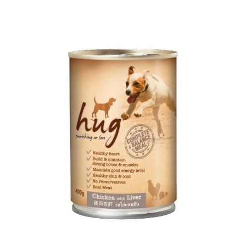 Pate HUG cho chó thức ăn ướt vị gà, bò tươi ngon, đủ dưỡng chất - Lon 400gr Gói 120gr