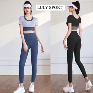 Bộ Tập Gym  Yoga Nữ LULY SPORT, áo ngắn tay kèm mút ngực may liền,hàng QC co giãn tốt .