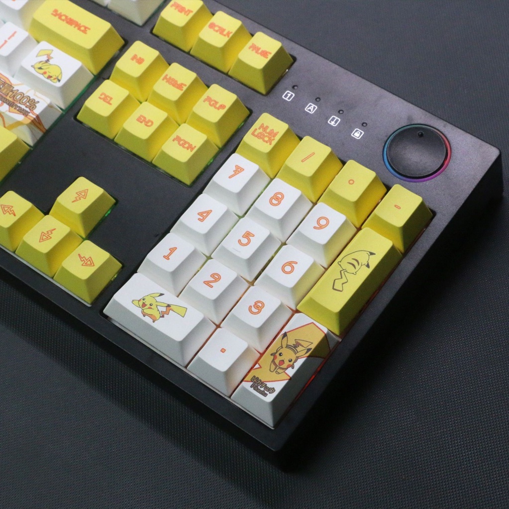 Keycap Pikachu, chiều cao CHERRY, thăng hoa PBT, phù hợp với bàn phím phím 87/68/84/104/108 Nhân vật lớn màu hồn