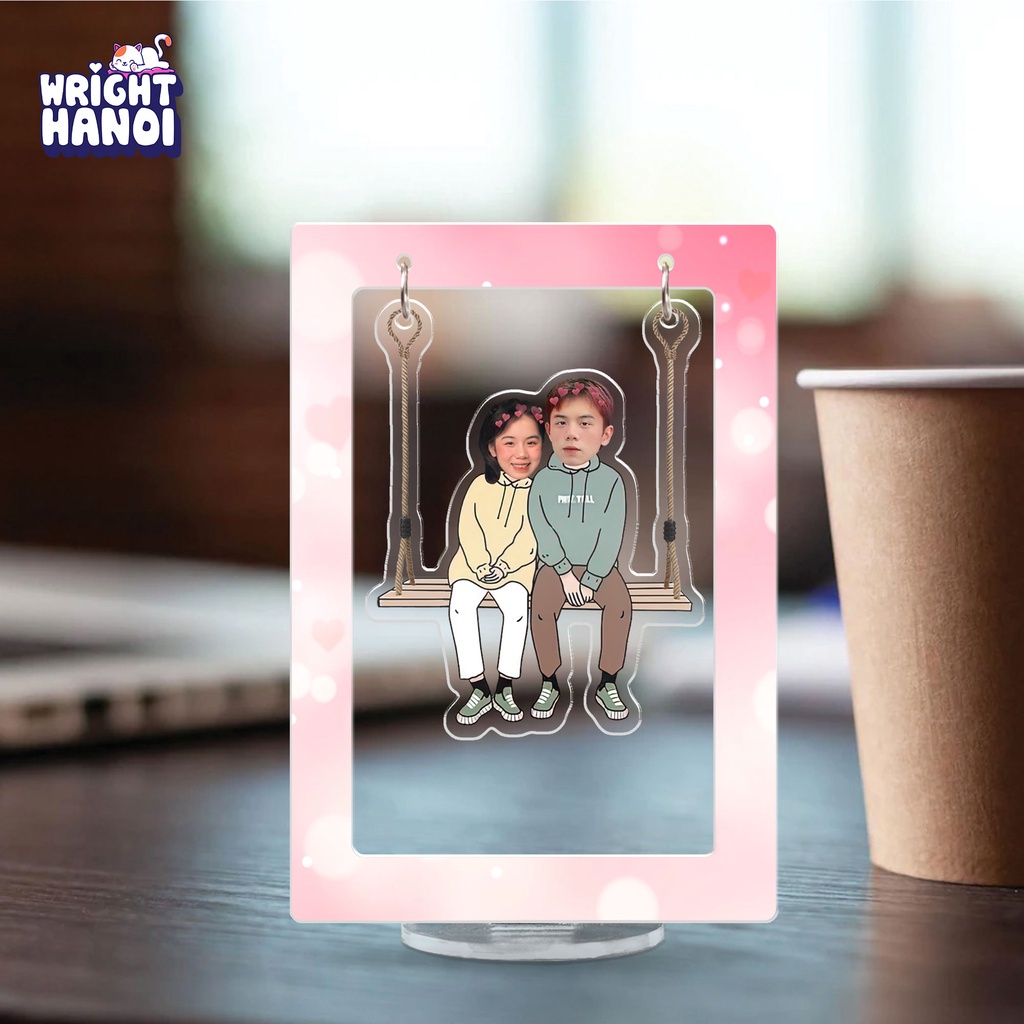 Mô hình mica in theo yêu cầu standee lắc lư đu đu cặp đôi đáng yêu cho người yêu, bạn gái, bạn trai