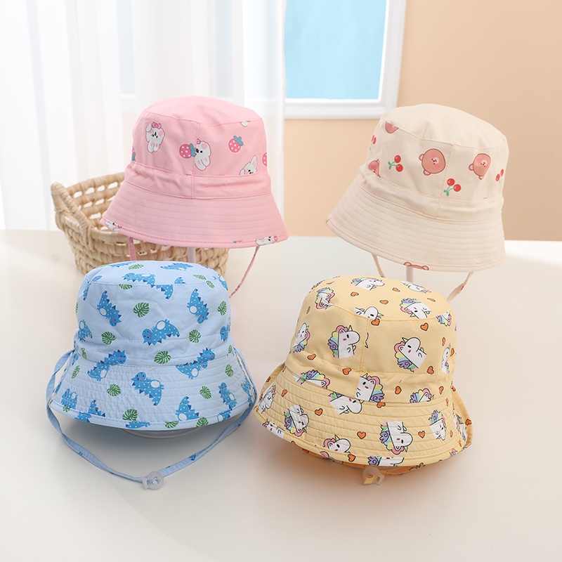 Mũ cotton Chống Nắng / Tia uv In Họa Tiết Hoạt Hình Dễ Thương Thời Trang Mùa Hè Cho Bé jp2