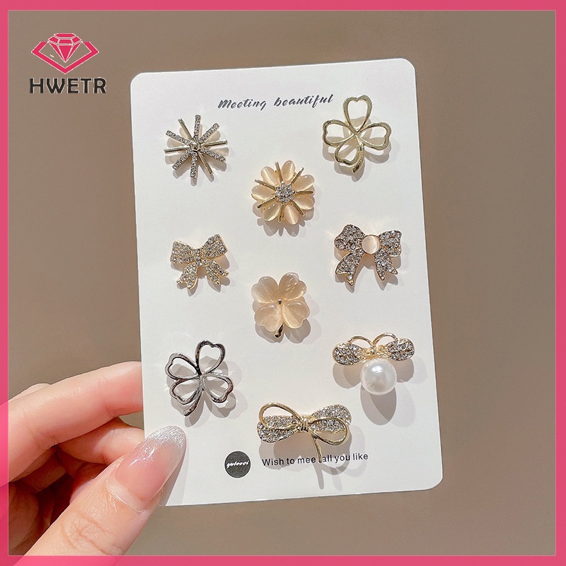 Ghim Cài Áo Hình Nơ Hoa Bằng Kim Loại Chống Chói Thời Trang Cho Nữ Mới