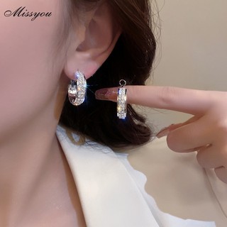 Sang Trọng Khuyên Tai Tròn Đính Đá Pha Lê Thời Trang