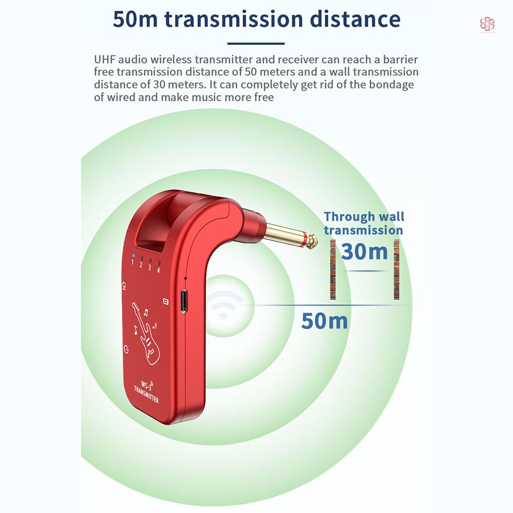 Thiết Bị Thu Phát Và Phát Tín Hiệu Âm Thanh Không Dây 4 Kênh 800mhz-900mhz Phích Cắm 282 Độ 6.35mm Cho Đàn guitar Điện