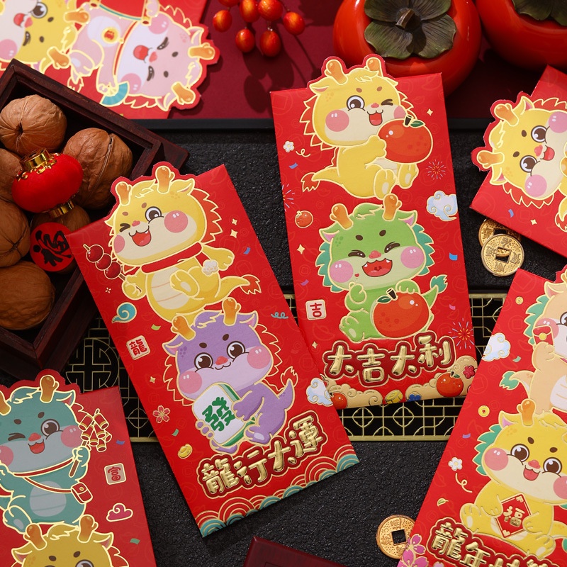 Set 6 Bao Lì Xì Đỏ angpao 2024 angpao Chúc Mừng Năm Mới