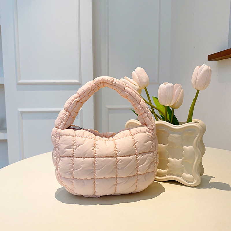 Beikeyang Túi Xách Tay cotton Bong Bóng mini Xếp Ly Phong Cách Hàn Quốc Thời Trang Thu Đông