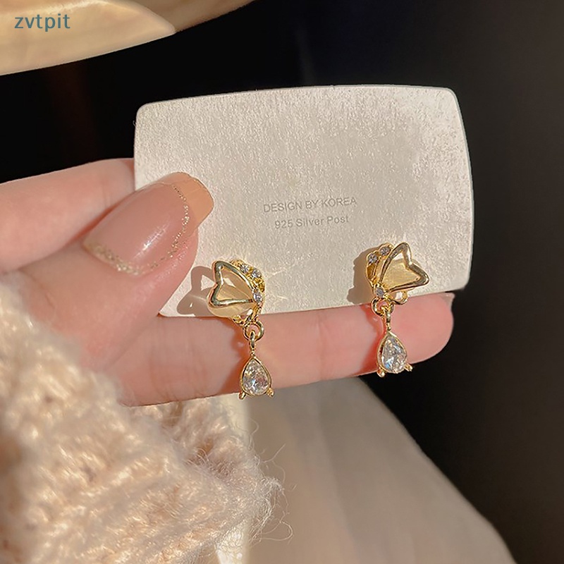 Zvt Khuyên Tai Đính Đá zircon Hình Giọt Nước Và Bướm Sáng Tạo Lãng Mạn Cho Nữ vn