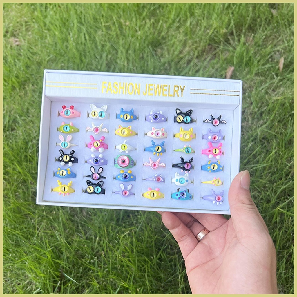 Bộ 36 Nhẫn Hình Đôi Mắt To Dễ Thương Có Thể Điều Chỉnh Cho Thanh Thiếu Niên / Bé Gái aseavn