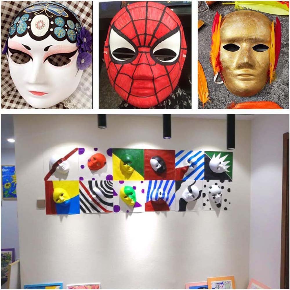 10PC DIY White Plain Paper Full Face Mask Opera Masquerade Children Painting Jabbawockeez Masks