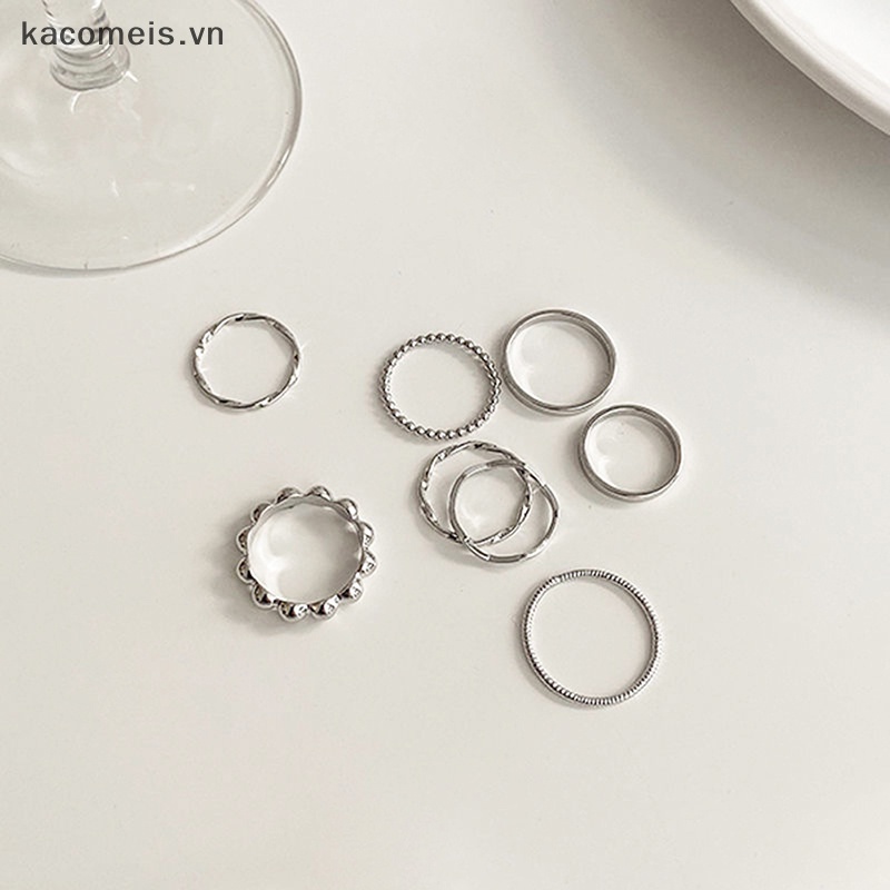 Kaimeisvn set Nhẫn Đeo Khớp Ngón Tay Dạng Xoắn Tròn Màu Vàng Kim Phong Cách punk Thời Trang Cho Nữ vn