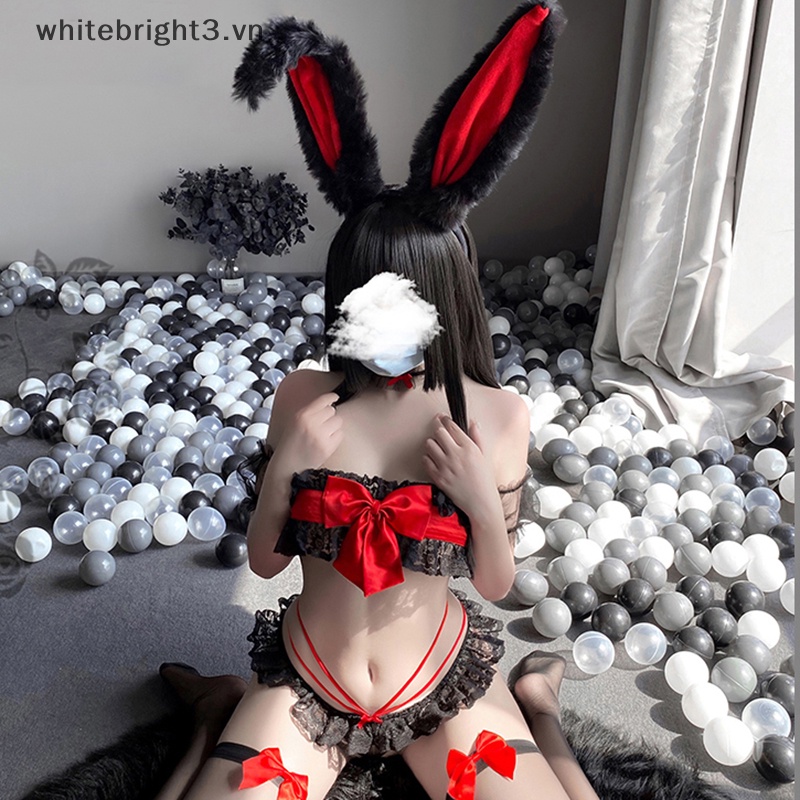 * Phong Cách Thời Trang * Bộ Đồ Lót bikini Hóa Trang Thỏ Gợi Cảm Có Nơ.