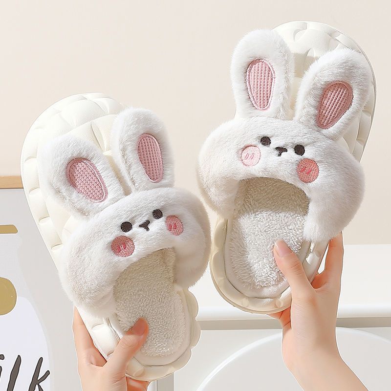 Dép Bông dễ thương Thỏ, Lót Sục Cao Su Chống Nước,3 màu đáng yêu