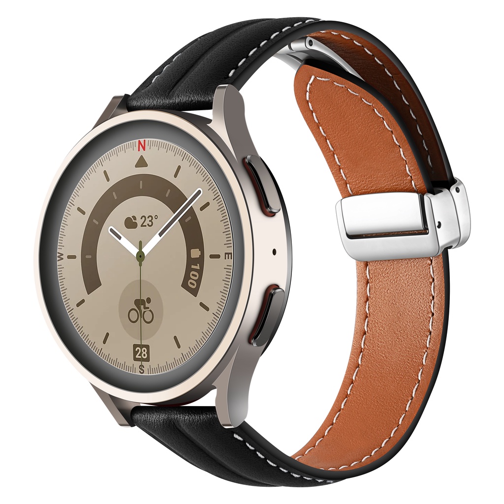Dây Đeo Da Từ Tính 20mm Cho Đồng Hồ Thông Minh samsung galaxy watch 4 6 classic 43mm 47mm 46mm 42mm 40mm 42mm galaxy watch 5 pro