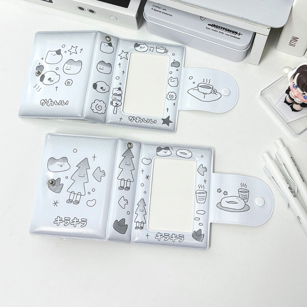 Túi Lưới Đựng Thẻ id / Thẻ id Bằng pvc Màu Trắng Đen Hình Động Vật Dễ Thương Kích Thước 3 inch Giá Đỡ
