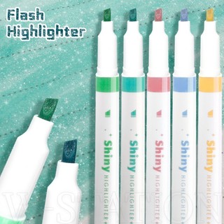 Bút dạ quang / bút lông vũ / bút đánh dấu nhiều màu sắc lấp lánh dành cho học sinh / văn phòng