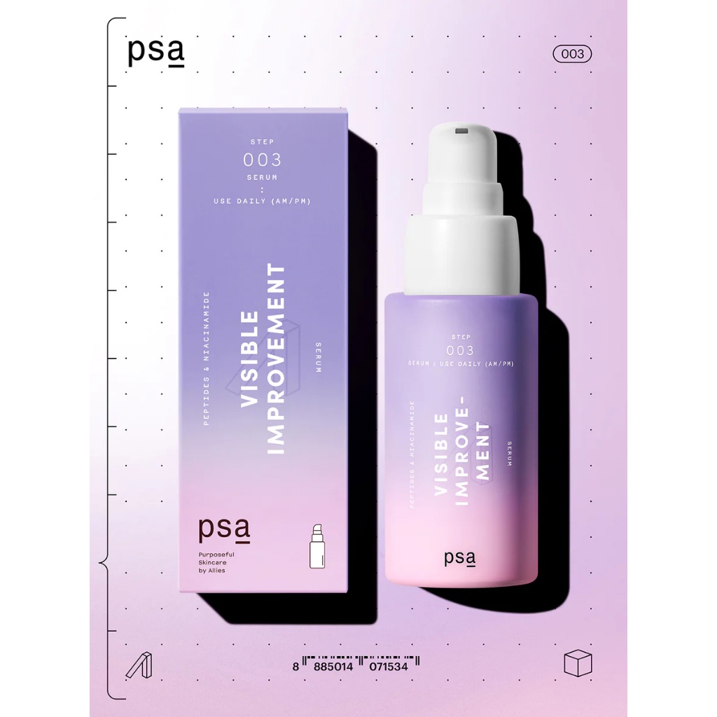 Serum VISIBLE IMPROVEMENT PSA thuần chay chứa 10% niacinamide và 10% phức hợp peptide - BRZONE OFFICIAL